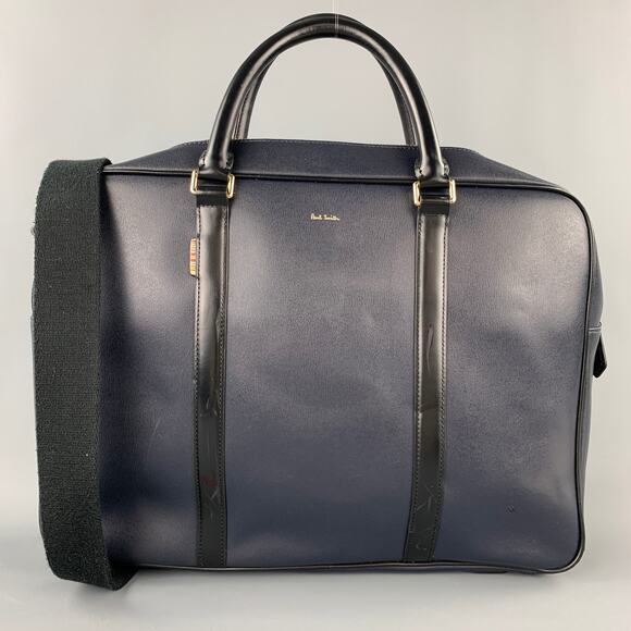 PAUL SMITH Navy & Black Leather Shoulder Strap Briefcase Bag - Picture 1 of 7